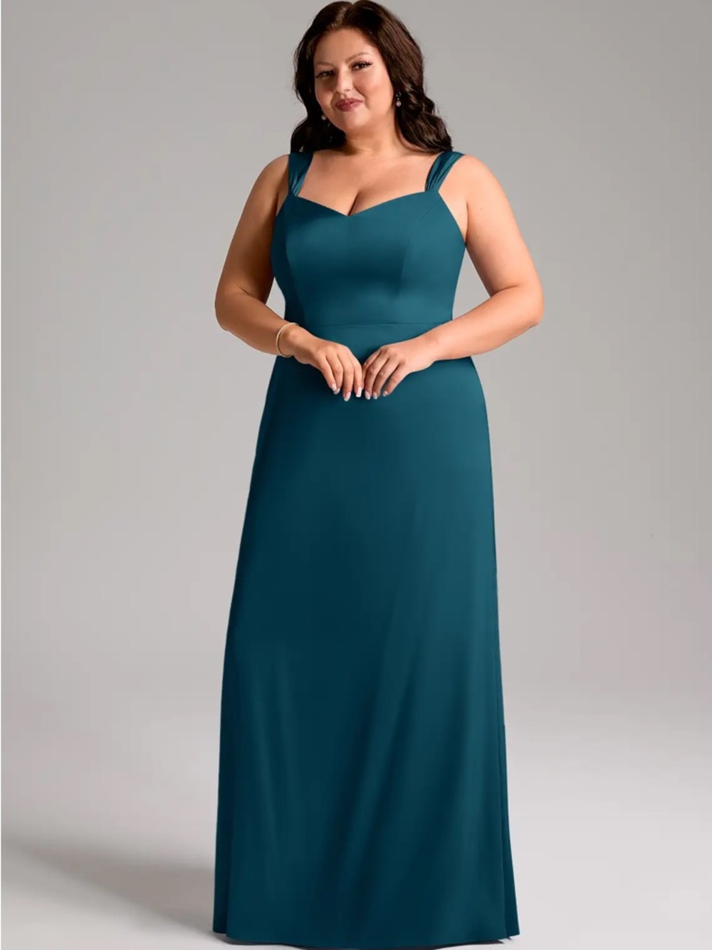 NWT Azazie Denice Ink Blue Satin Stretch Bridesmaid Dress - Size A16